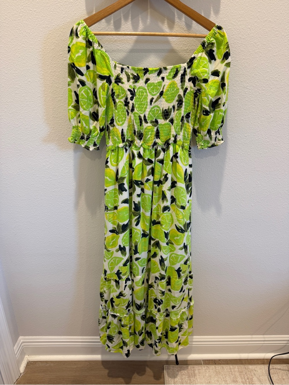 Steve Madden Lemon/Lime Print Off-Shoulder Maxi Dress